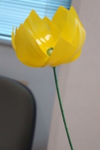 Tulip Kuning (Bahan Botol Mineral) dari samping